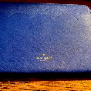 EUC Kate Spade New York Navy Blue Leather Clutch/Travel/Tablet Case